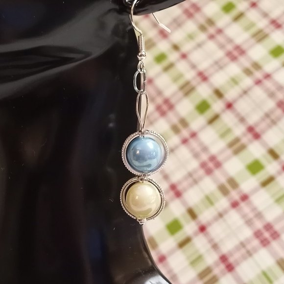 Steel Homemade Hand Crafted Dangled Earrings with Acrylic Beads #58 - Picture 2 of 14